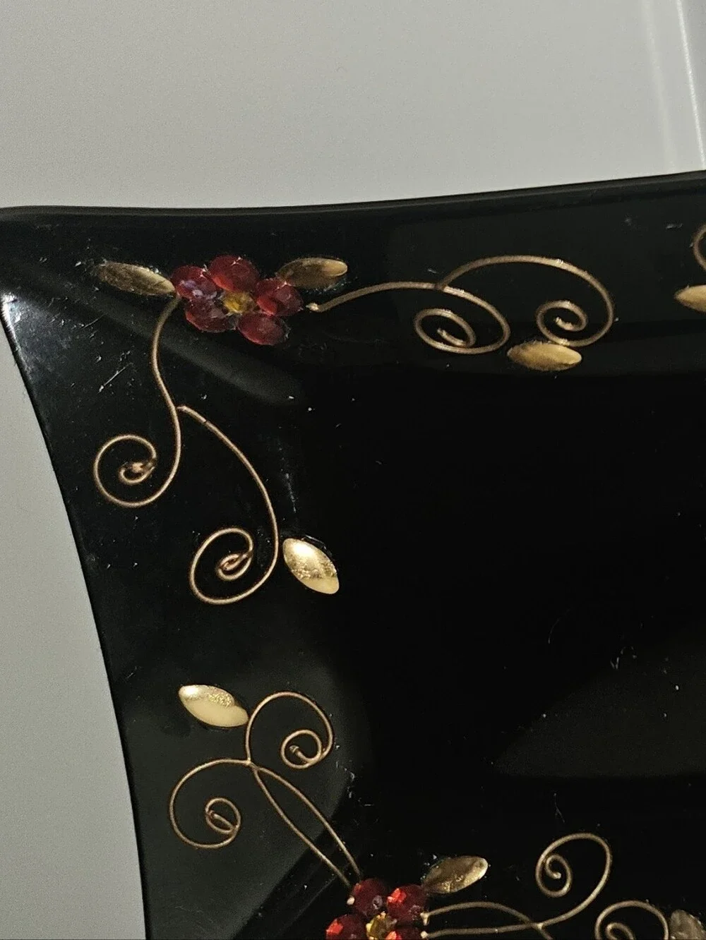 Black Glass Floral Candle Garden 4-Piece Set - New